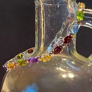 NWOT MULTICOLOR GEM STERLING LINE BRACELET